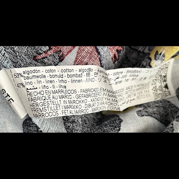 Zara Basic Denim Blue Floral Off the Shoulder Spring Button up Dress sz Large - Picture 11 of 11